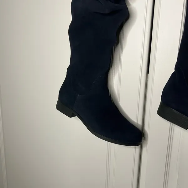 Matisse Camila Navy Suede Slouch Knee High Boots - Image 9