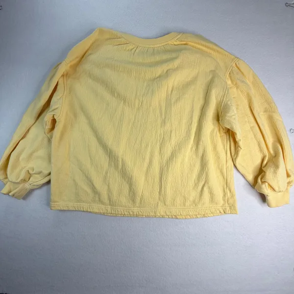 Aerie Always and Forever Butter Yellow Textured Tassel V-Neck Sweatshirt Large - Image 7