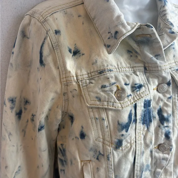 FREE People Rumors Denim Jacket in Jones Tie Dye Blue‎ Size Small EEUC 0436 - Image 10