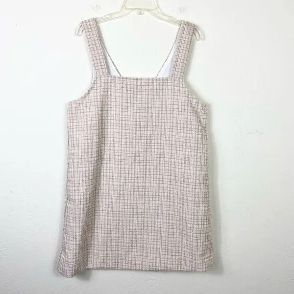 Shein Tan & White Tweed Sleeveless Mini Dress Size M - Image 2