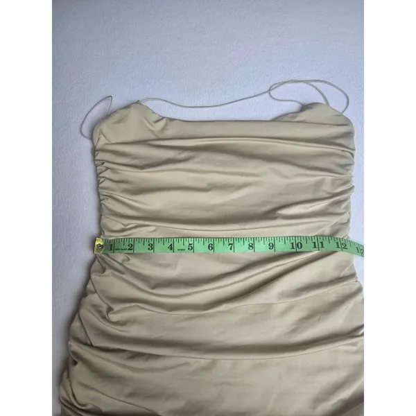Oh Polly Beige Ruched Halter Neck Bodycon Mini Dress US 8‎ Party Clubwear - Image 8