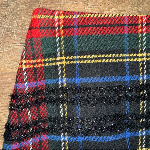 J. Crew Tartan Plaid Wool Blend Tweed Mini Skirt with Black Glitter Accemts - Image 5