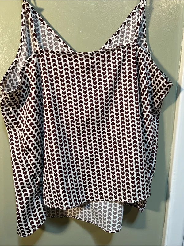 A New Day Women’s Size XXL Matte Satin Cami Camisole Tank Top White Dark Brown - Image 10