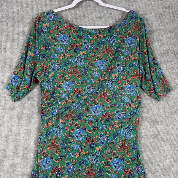 Boden Green Size-US 16R Sheath Dress Floral Tencel Lyocell Ruched Surplice - Image 7