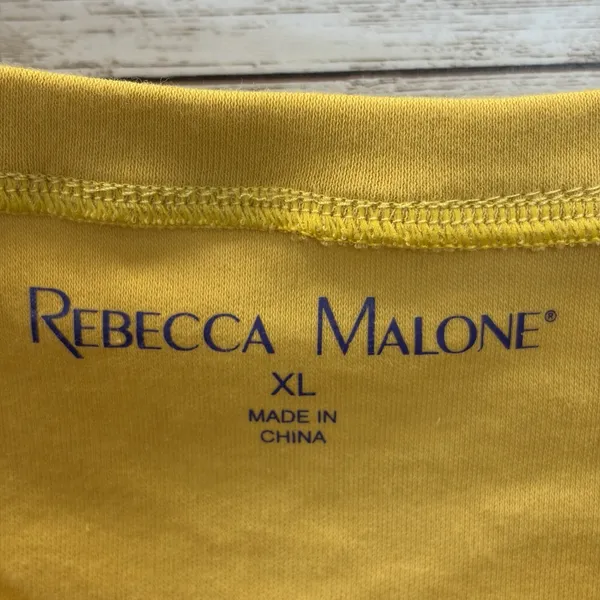 Rebecca Malone Womens XL Top Southwestern Yellow Embroidered Boho Tassel Fringe - Image 5