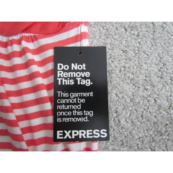 NWT Express Strapless Dress Medium Coral Striped‎ Ruched Summer Sun Dress - Image 5