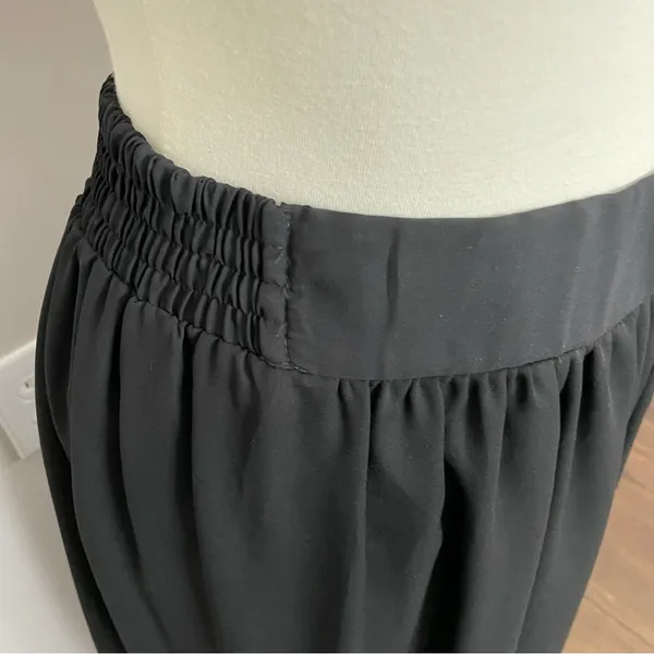 Vintage Clio Pants Wide Leg Palazzo Culottes Cropped Elastic Waist Lined Black - Image 8