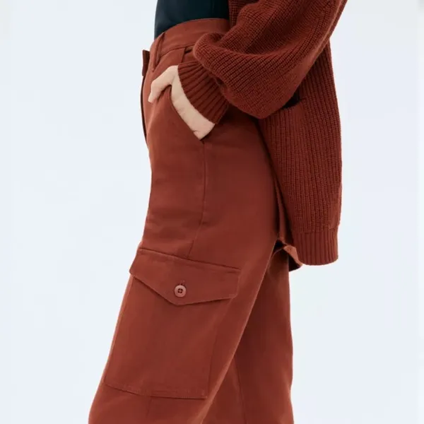Aritzia Wilfred Free Modern Cargo Pant Rust Red Brown Button Fly High Rise - Image 5