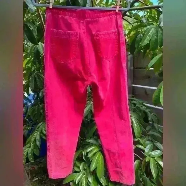 Vintage Retro Red Faded Denim Heart Dors Ankle Jeans 80s 90s‎ Western Pants - Image 2