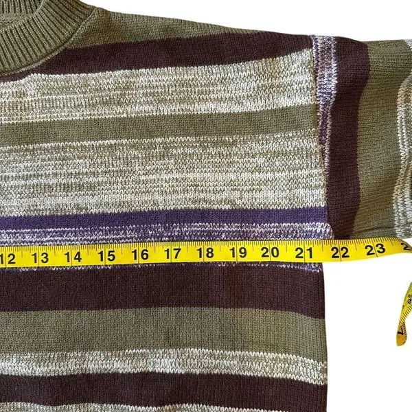VTG Emmiol Womans Striped Crew Neck Knit Sweater‎ Small Pistachio Green Purple - Image 5