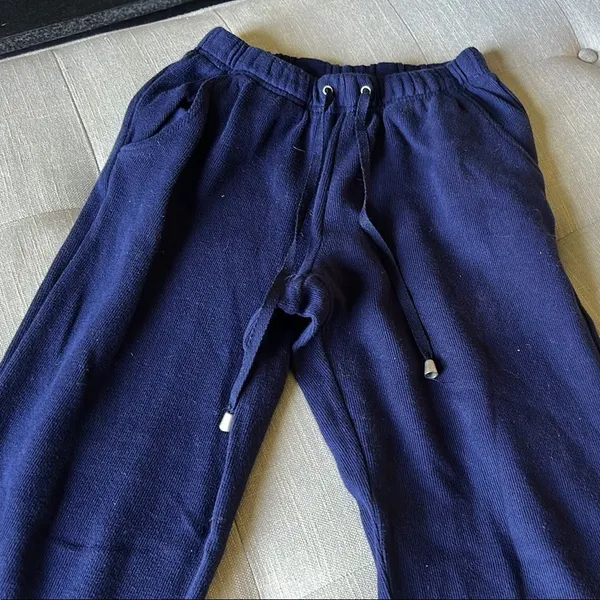 Basic Editions 100% Cotton Navy Blue Drawstring Sweatpants Size Small - Image 5