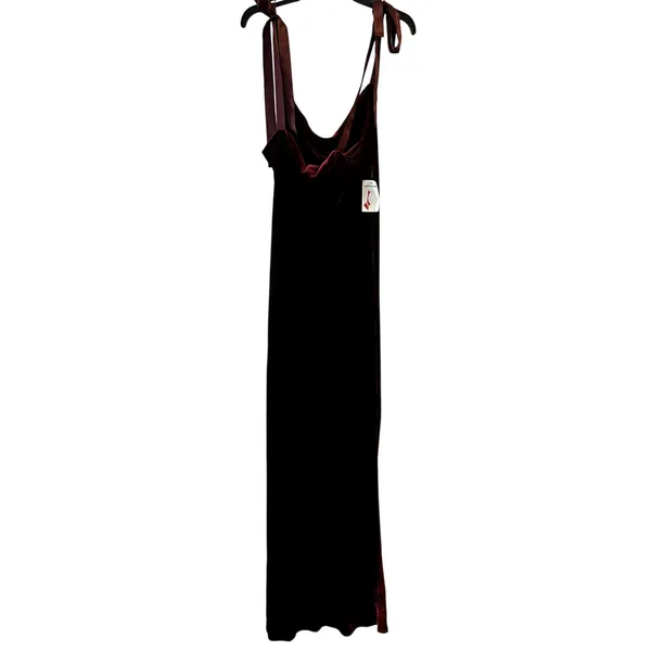 Reformation Nya Velvet Maxi Sleeveless Dress Chianti Dark Burgundy Size L - Image 6