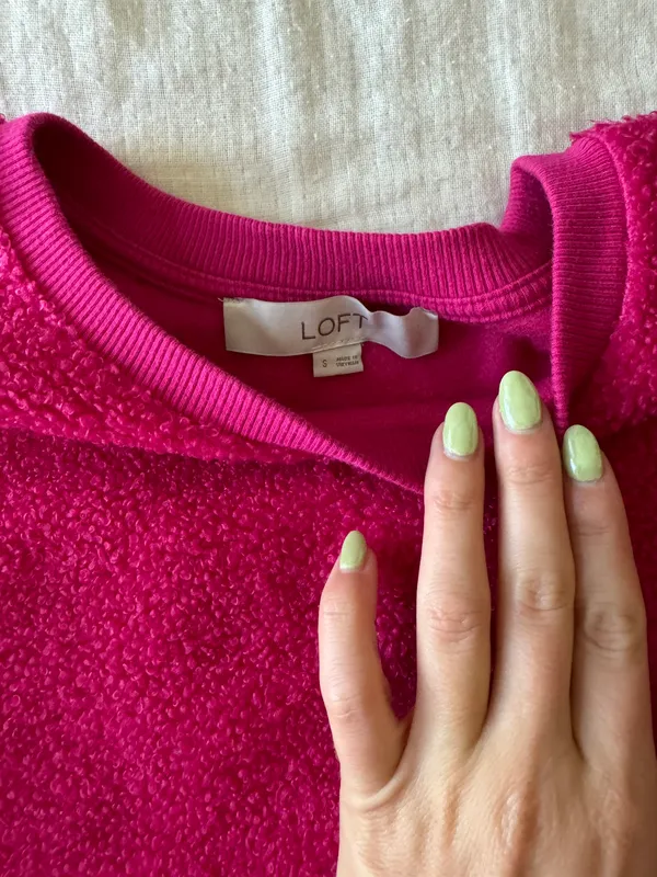 Loft Pink Sherpa Crew Neck - Image 6