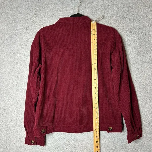 Corduroy Jacket Womens S‎ Red Rust Collared Long Sleeve Button Up Corduroy NEW - Image 7