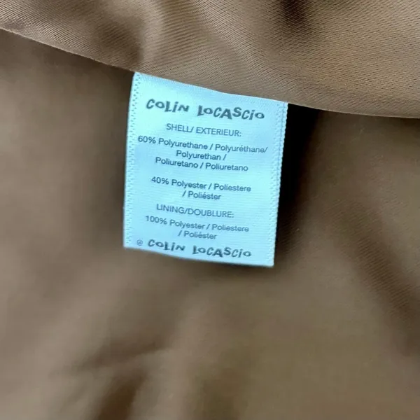 COLIN LOCASCIO Francine Patchwork Trench Coat Vegan Leather Belted Retro Small - Image 14