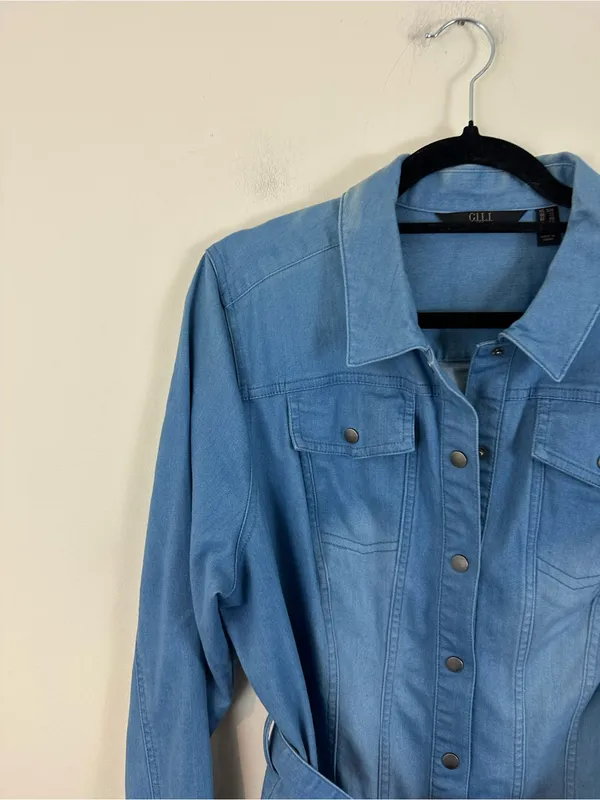 Gilli Light Blue Denim Shirt Dress with Tie Belt Size 18W Women's - Image 2