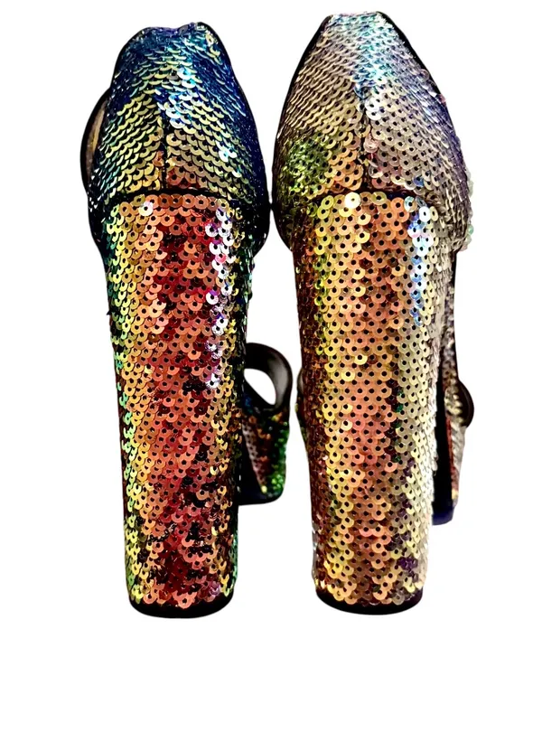 Qupid Esme-11 Sparkly Sequin Embellished Hidden Platform Heels - Image 7