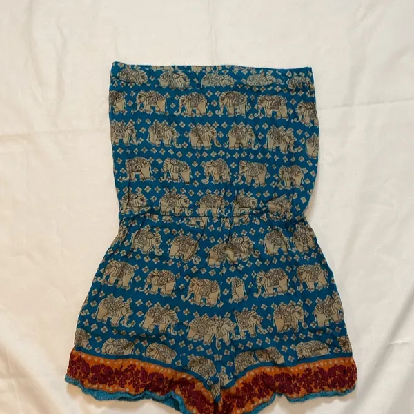 121 Angie Strapless Shorts Boho Elephant Romper Size Medium - Image 3