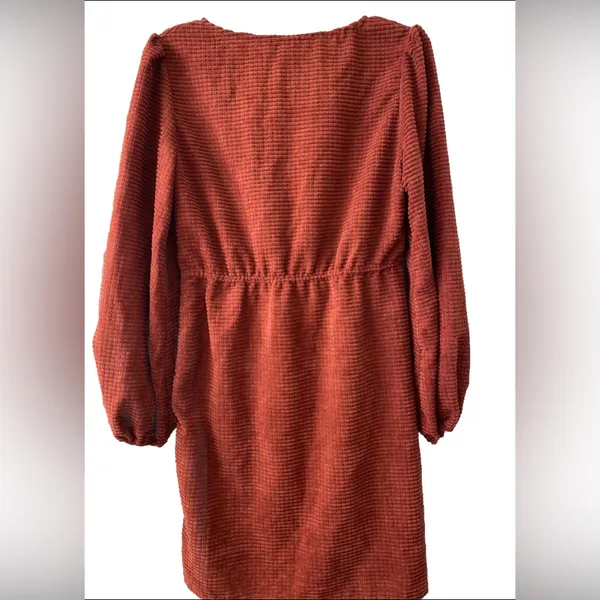Simplee Maroon Long Sleeve Textured Mini Dress - Image 2