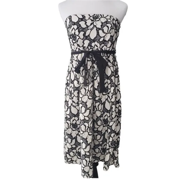 Motherhood Maternity‎ Strapless Dress Lace Floral Black/White Size Small - Image 2