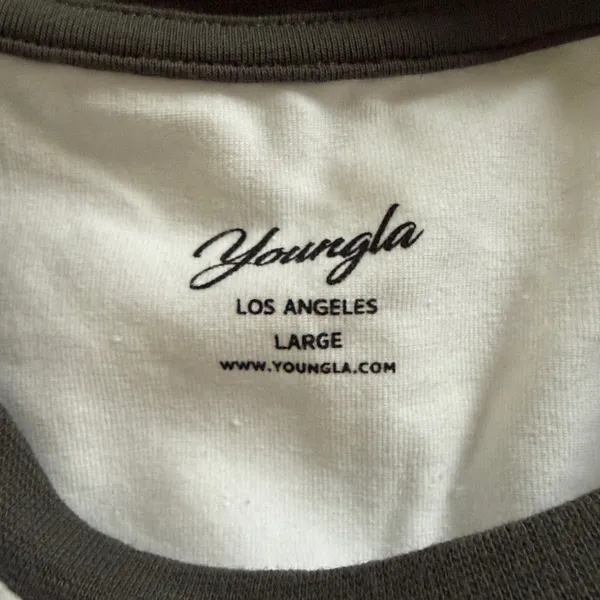 YoungLA Women's Black and White Raglan Tee Size L - Image 4