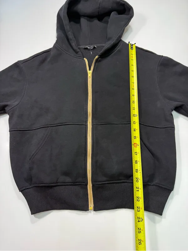 Pretty Garden Black Zip Hoodie with Gold Full-Zip Closure - Image 3
