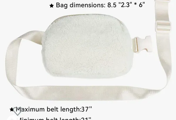 Fleece Belt Bag Women Sherpa Crossbody Waist Bag Adjustable strap Cream color Ne - Image 5