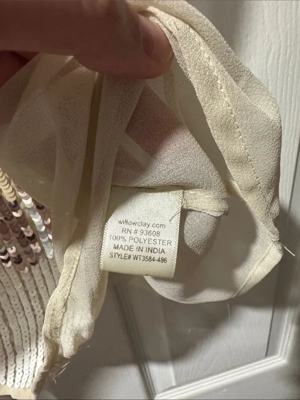 Willow & Clay Sequin-Front Cream Chiffon Tank Top - Image 5