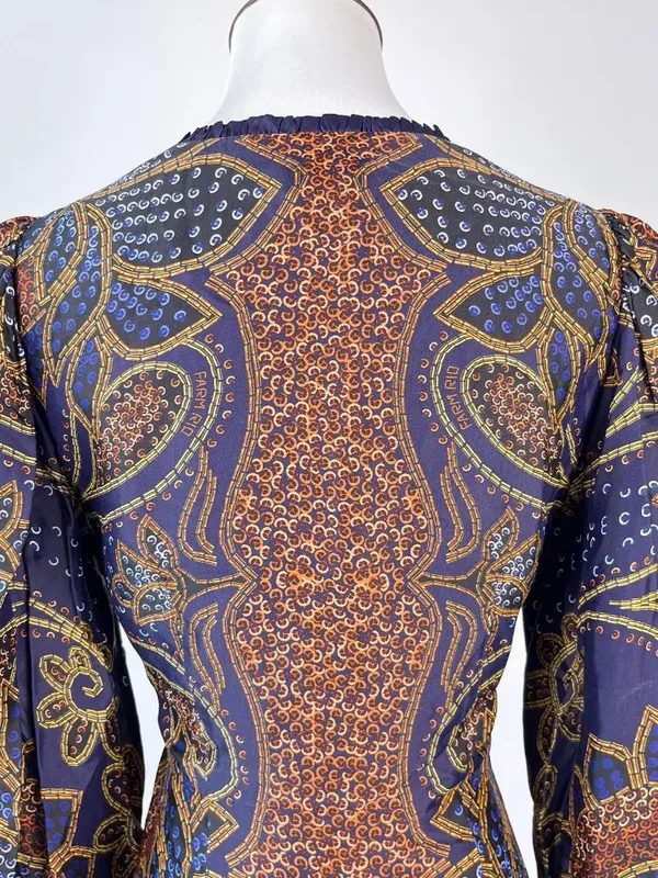 NWOT FARM Rio Floral Paisley Ruffles Mini Dress Glam Boho Long Sleeve Size XS - Image 6