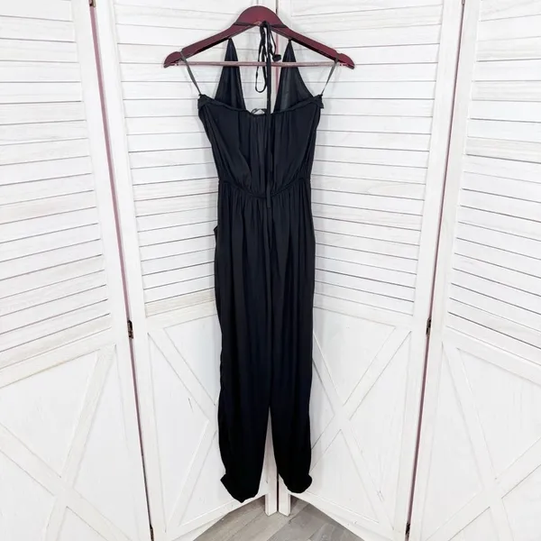 SHEIN Surplice Halter Top‎ Jogger Leg Jumpsuit Black Small - Image 12