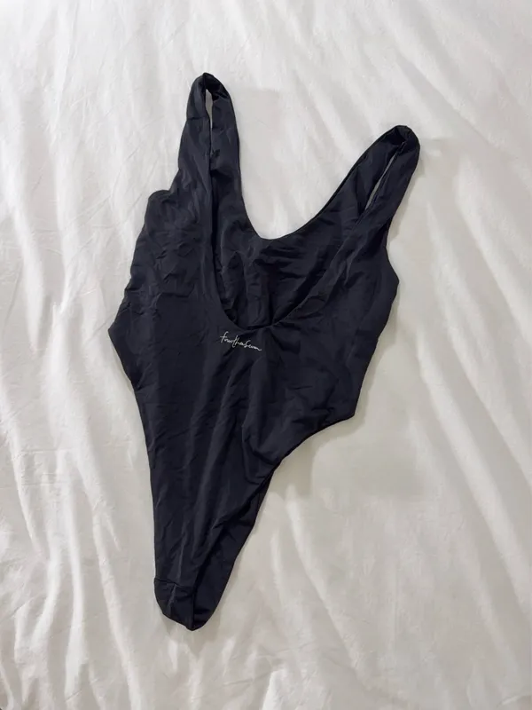 437 Black One Piece High-Leg Swimsuit - Image 2