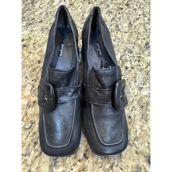 Paul Green ROBIN SQUARE TOE BLACK LEATHER LOAFER PUMP Size 7 US 9.5 - Image 5