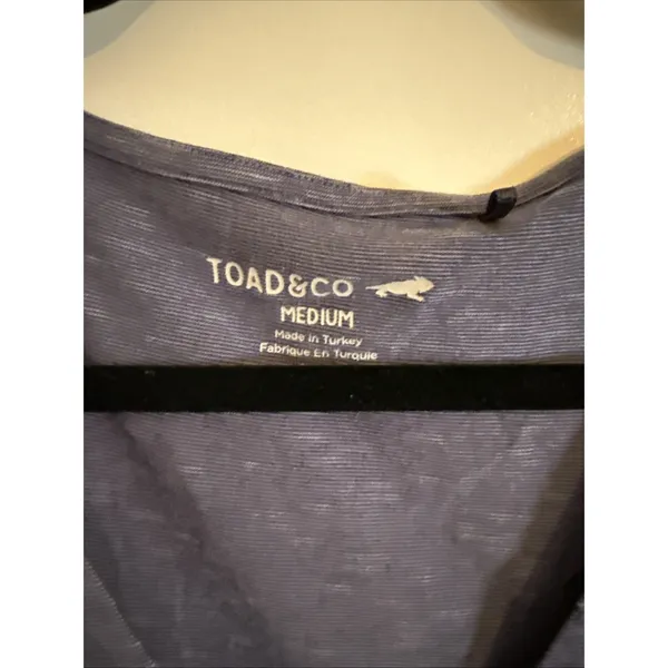 Toad&Co Cue Wrap Short Sleeve Organic Cotton Dress Blue Pattern Medium - Image 2