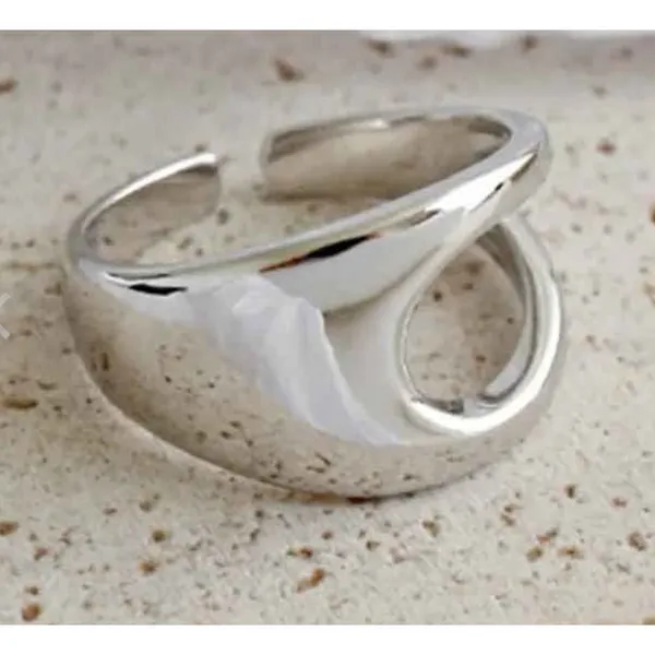 Boutique NEW‎ UNIQUE SILVER ABSTRACT RING, OPEN RING, SILVER ADJUSTABLE RING, UNISEX RING - Image 5