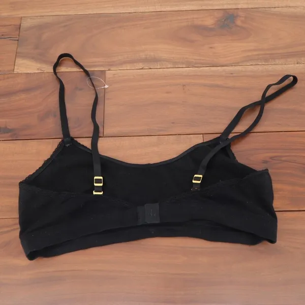 Lauren Ralph Lauren Bralette Bra M Black Wireless Lace Trim Adjustable Strap - Image 2