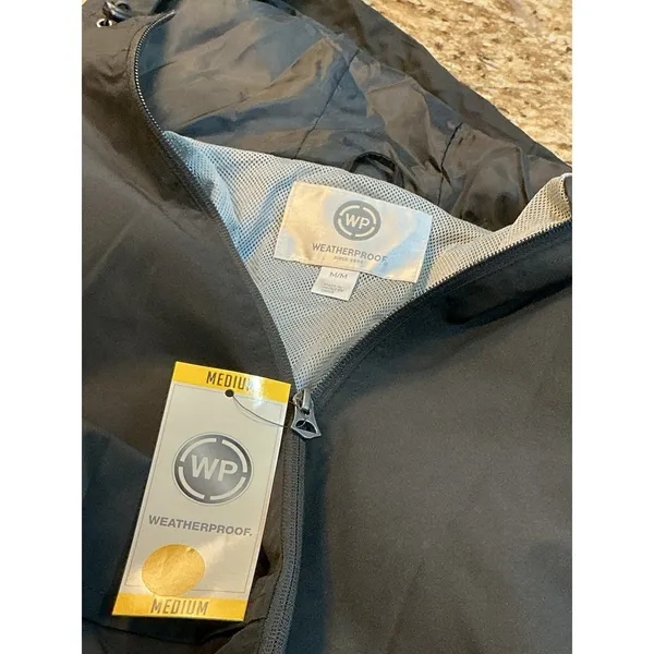 Weatherproof Women's Medium Black Waterproof Hooded Rain Jacket NWT - Image 6