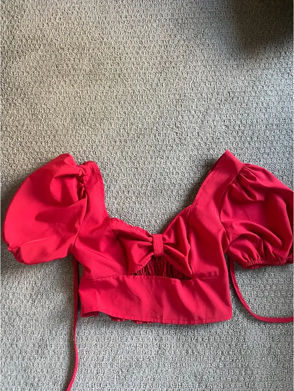 Red Puff Sleeve Top - Image 2