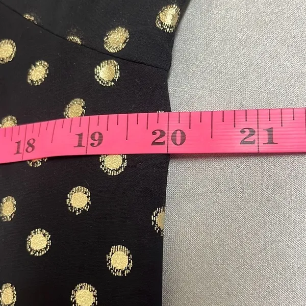 Yumi‎ Kim Black Gold Polka Dot Lexington Top High Ruched Neck Long Sleeve Office - Image 10