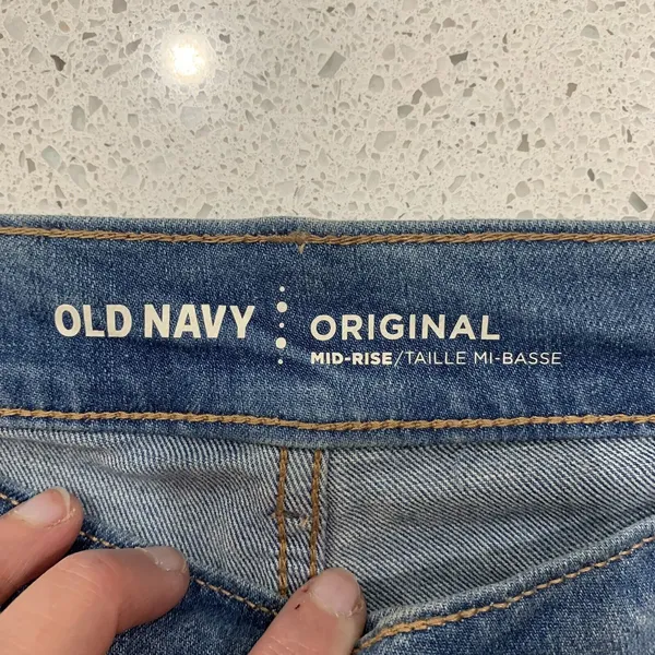Old Navy Size 8 Jeans Mid Rise Straight Leg Distressed Knees Blue Joshua‎ Tree - Image 3