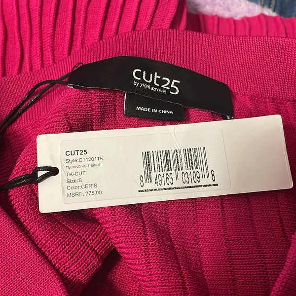 Cut25‎ by Yigal Azrouel Pink Techno Knit Skirt Preppy Coquette Academia Career - Image 6