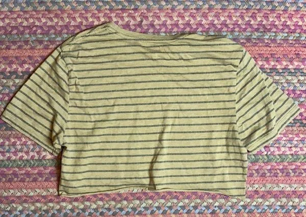 Old Navy BROWN STRIPE CROP TOP TEE SHIRT - Image 4