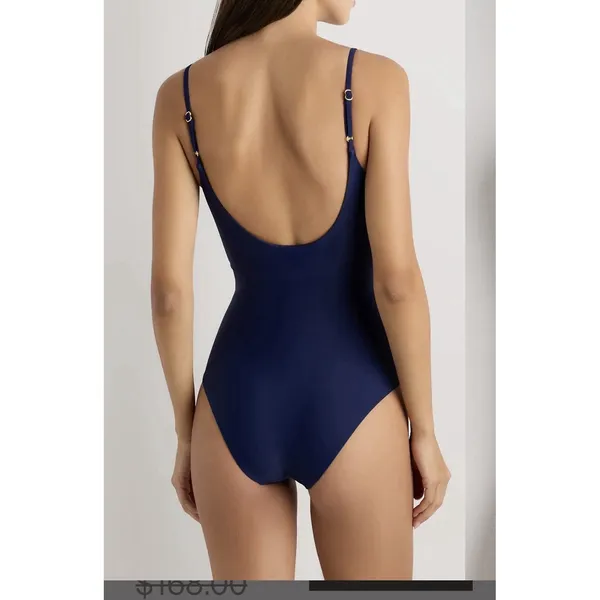 NWT Quince Deep Navy Blue Italian Cut Out One-Piece Swimsuit Sz Medium - Image 2