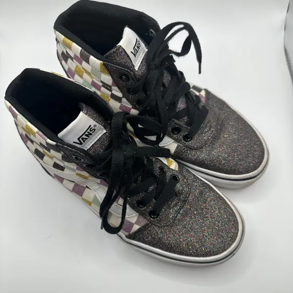 Vans Sk8 Hi‎ MTE Glitter Checkered Mid Top Sneakers Women's Size 7 - Image 2