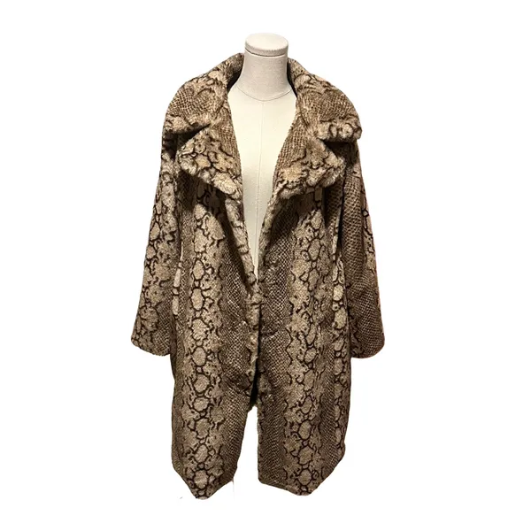 Badgley Mischka Faux Fur Coat with Snake Print Size Medium - Image 5