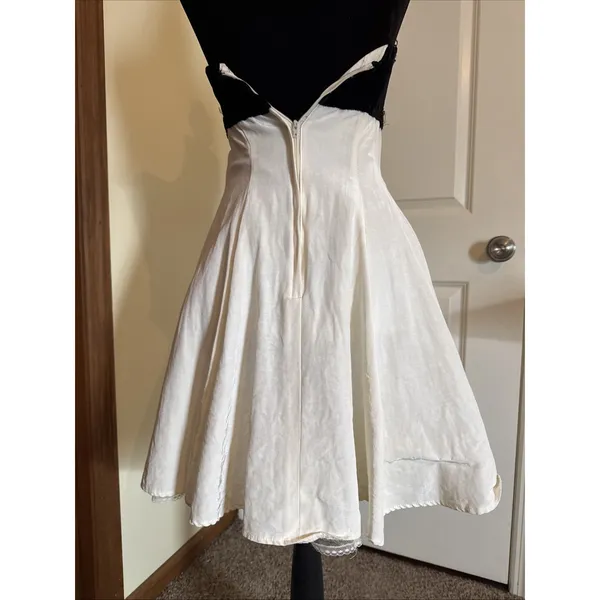 Vintage Jessica McClintock Gunne Sax 90's Black White Cocktail Dress Jr Size 7/8 - Image 5