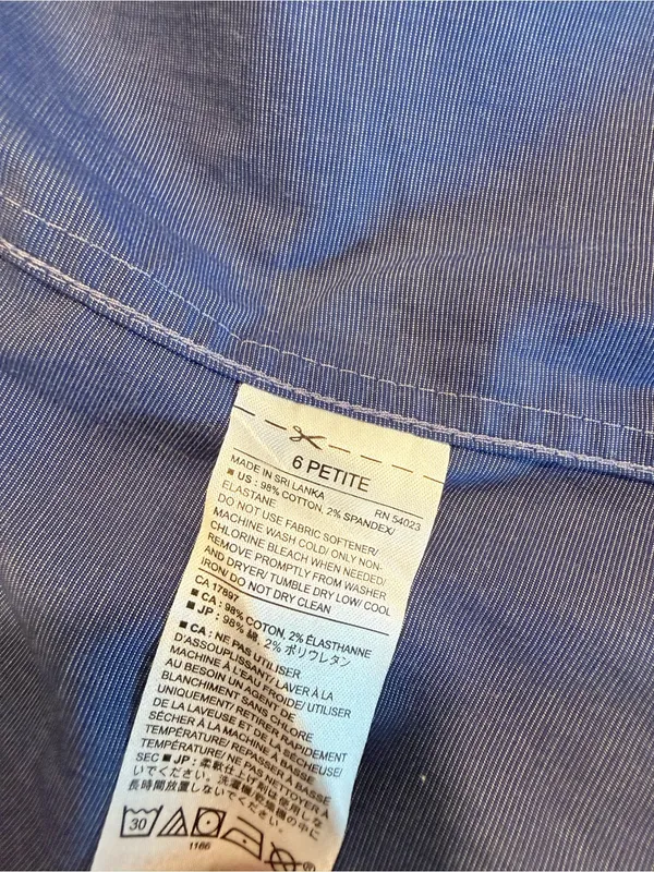 NWT Banana Republic Tailored Fit Shirt 6 Petite Blue Stripe Button Down - Image 5