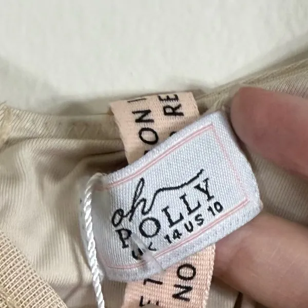 NWT Oh Polly Calista Nude Ruched Long Sleeve Mini Dress Size 10 - Image 5