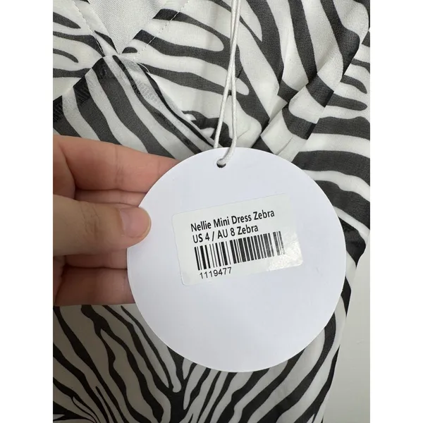 Princess Polly Nellie Mini Dress Womens 4 Zebra NWT Animal Print V-Neck Tie Back - Image 4