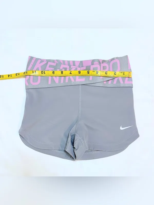 Nike Pro Women’s Mid-Rise 3" Biker Shorts – Thunder Grey/Pink Foam/Metallic – XS - Image 10