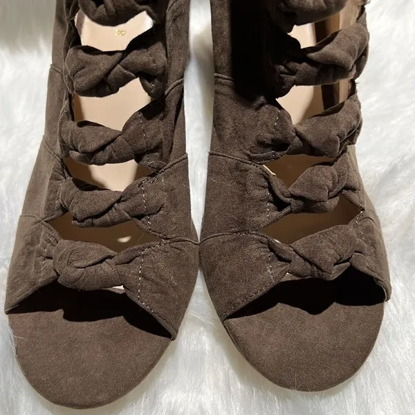 Metaphor Lema‎ Olive Suede Knotted Chunky Heel Ankle Boots Size 10. B68 - Image 6